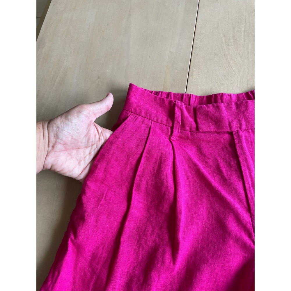 A New Day Target Linen Blend Hot Pink Magenta Pleated High Waisted Shorts Size 2 - Picture 7 of 13